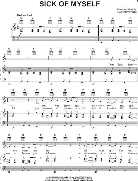 open zoom image for Sick Of Myself - Piano/Vocal/Guitar, New, Main