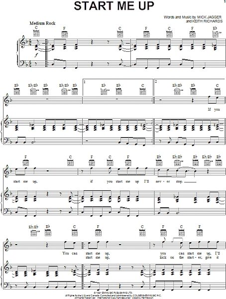open zoom image for Start Me Up - Piano/Vocal/Guitar, New, Main