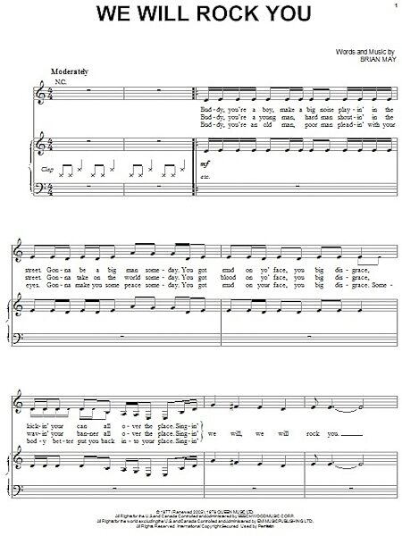 open zoom image for We Will Rock You - Piano/Vocal/Guitar, New, Main