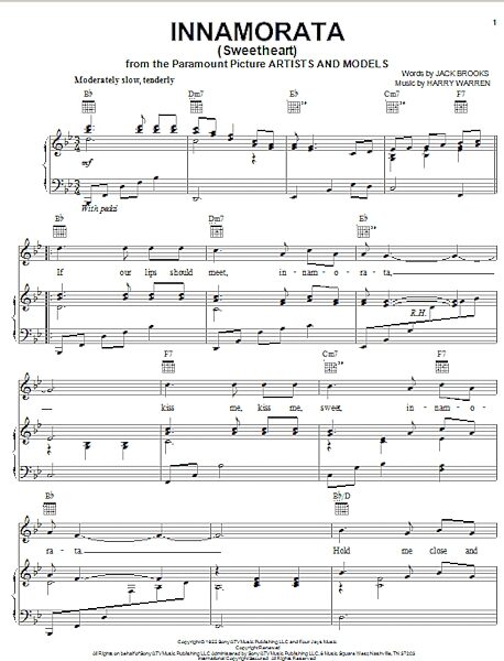open zoom image for Innamorata (Sweetheart) - Piano/Vocal/Guitar, New, Main