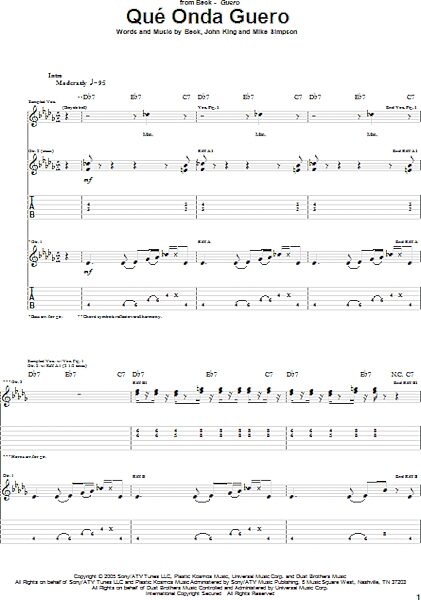 open zoom image for Que' Onda Guero - Guitar TAB, New, Main