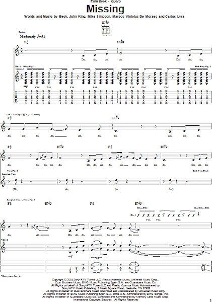 open zoom image for Missing - Guitar TAB, New, Main