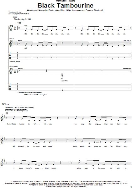 open zoom image for Black Tambourine - Guitar TAB, New, Main