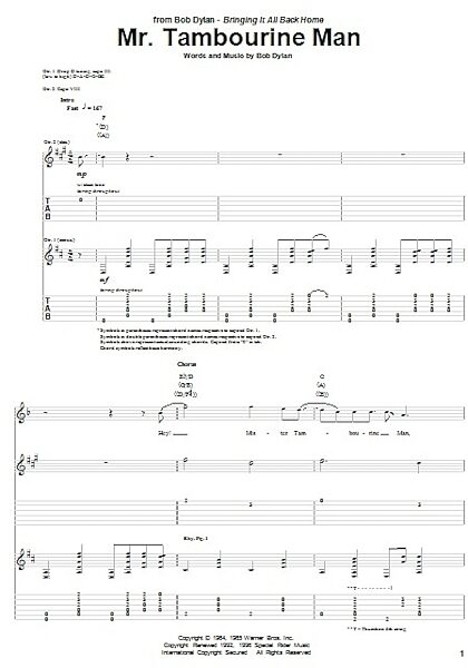 open zoom image for Mr. Tambourine Man - Guitar TAB, New, Main