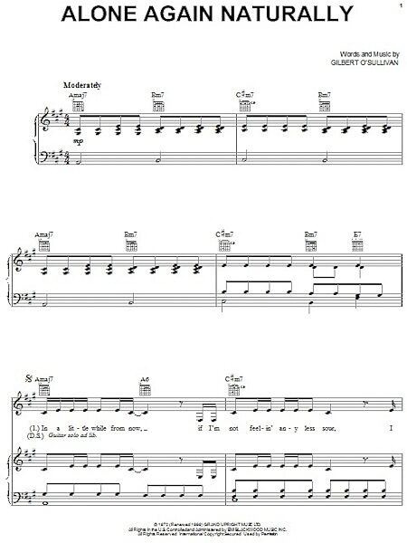 open zoom image for Alone Again (Naturally) - Piano/Vocal/Guitar, New, Main