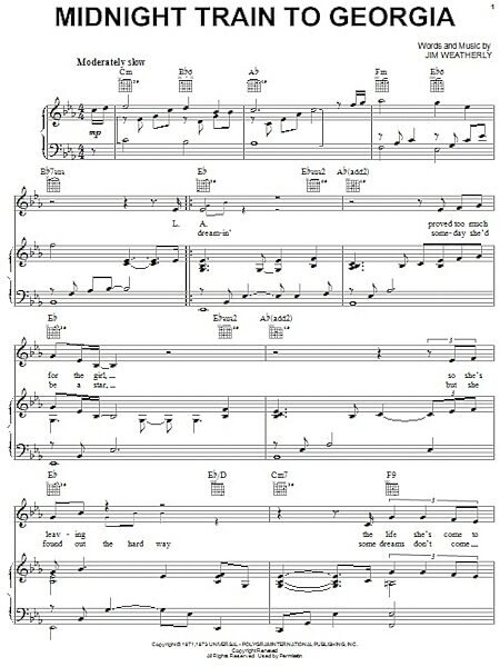 open zoom image for Midnight Train To Georgia - Piano/Vocal/Guitar, New, Main