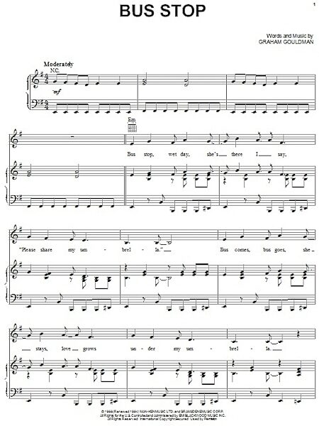 open zoom image for Bus Stop - Piano/Vocal/Guitar, New, Main