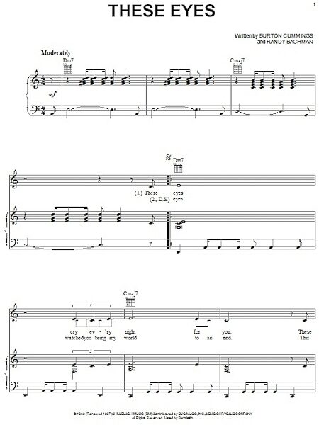 open zoom image for These Eyes - Piano/Vocal/Guitar, New, Main