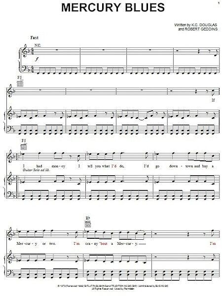 open zoom image for Mercury Blues - Piano/Vocal/Guitar, New, Main