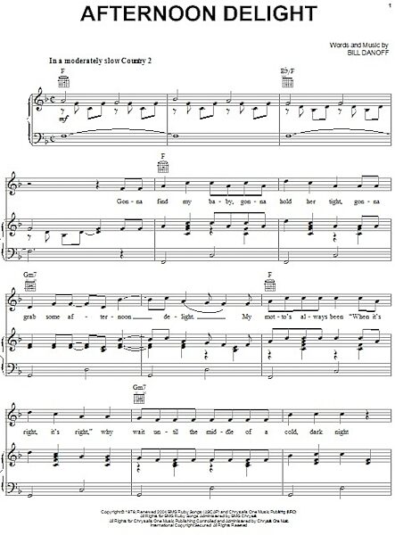 open zoom image for Afternoon Delight - Piano/Vocal/Guitar, New, Main
