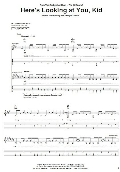 open zoom image for Here's Looking At You, Kid - Guitar TAB, New, Main