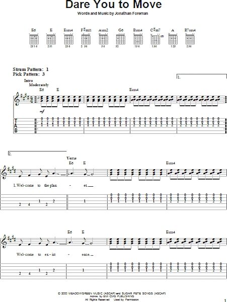 open zoom image for Dare You To Move - Easy Guitar with TAB, New, Main