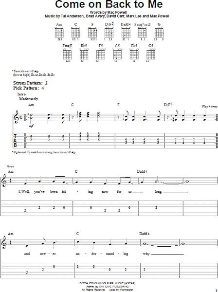 open zoom image for Come On Back To Me - Easy Guitar with TAB, New, Main