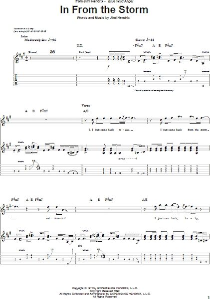 open zoom image for In From The Storm - Guitar TAB, New, Main