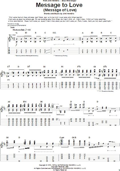 open zoom image for Message To Love (Message Of Love) - Guitar TAB, New, Main