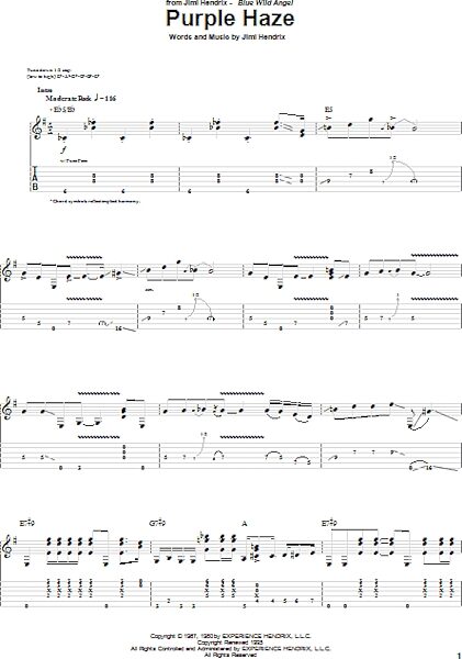 open zoom image for Purple Haze - Guitar TAB, New, Main