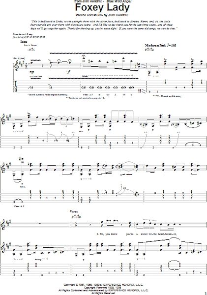 open zoom image for Foxey Lady - Guitar TAB, New, Main