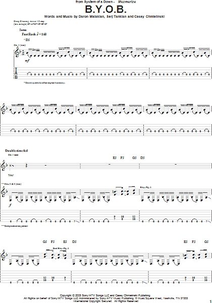 open zoom image for B.Y.O.B. - Guitar TAB, New, Main