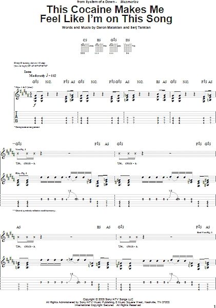 open zoom image for This Cocaine Makes Me Feel Like I'm On This Song - Guitar TAB, New, Main