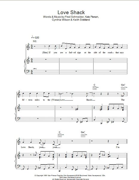 open zoom image for Love Shack - Piano/Vocal/Guitar, New, Main