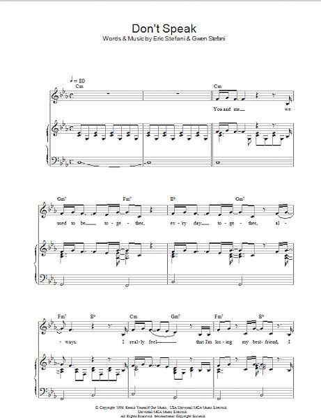 open zoom image for Don't Speak - Piano/Vocal/Guitar, New, Main