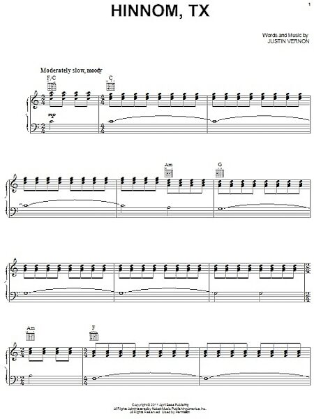 open zoom image for Hinnom, TX - Piano/Vocal/Guitar, New, Main