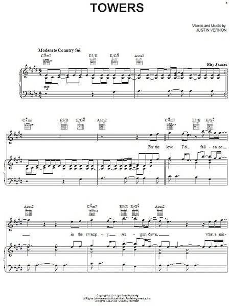 open zoom image for Towers - Piano/Vocal/Guitar, New, Main