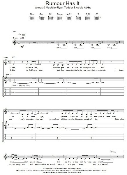 open zoom image for Rumour Has It - Guitar TAB, New, Main