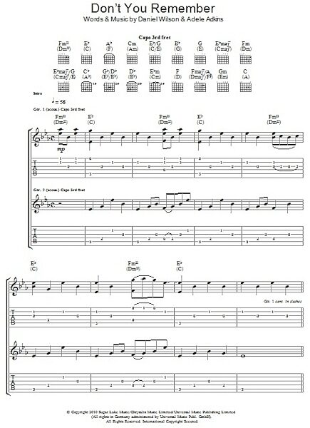 open zoom image for Don't You Remember - Guitar TAB, New, Main