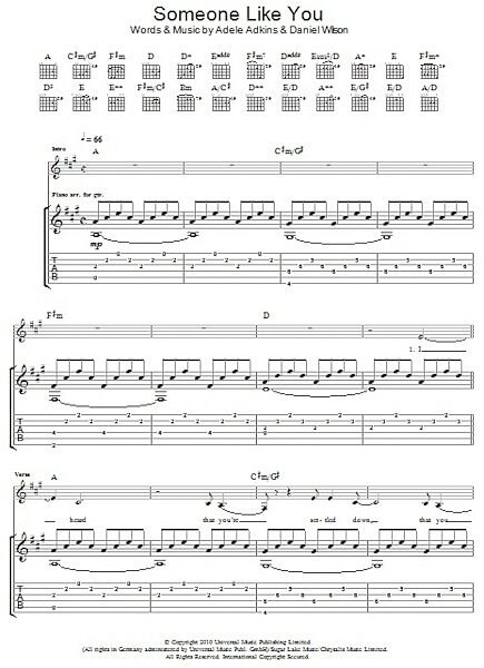 open zoom image for Someone Like You - Guitar TAB, New, Main
