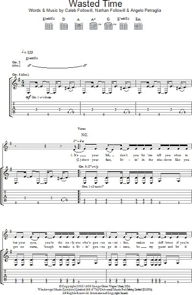 open zoom image for Wasted Time - Guitar TAB, New, Main