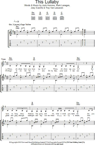open zoom image for This Lullaby - Guitar TAB, New, Main