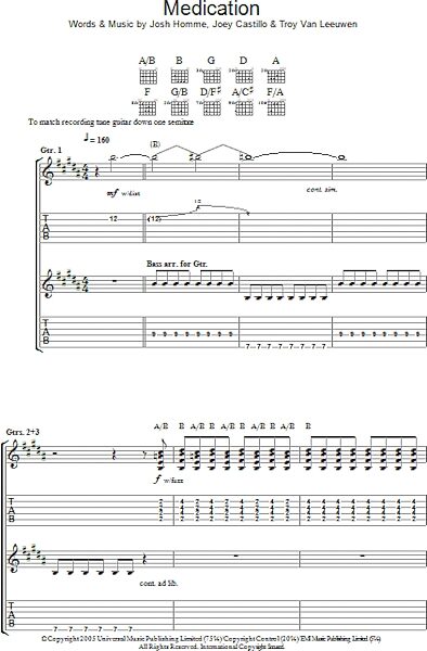 open zoom image for Medication - Guitar TAB, New, Main