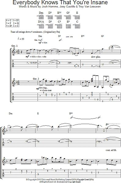 open zoom image for Everybody Knows That You Are Insane - Guitar TAB, New, Main