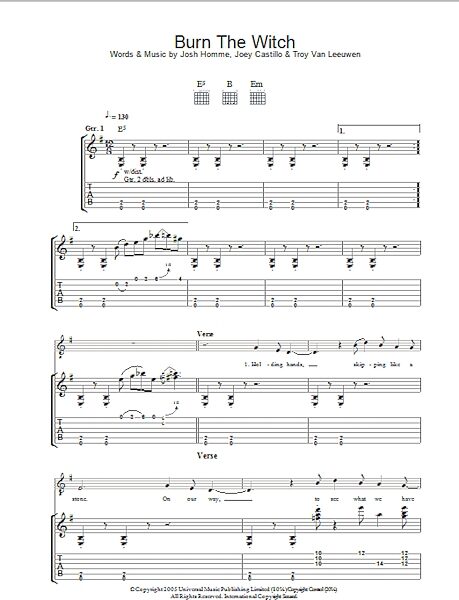 open zoom image for Burn The Witch - Guitar TAB, New, Main