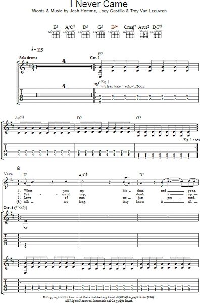 open zoom image for I Never Came - Guitar TAB, New, Main