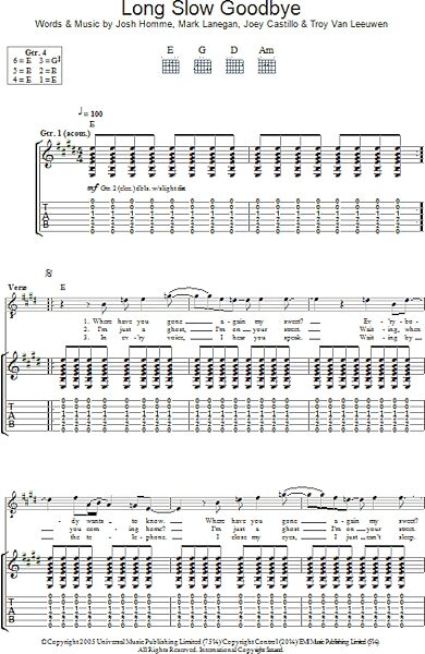 open zoom image for Long Slow Goodbye - Guitar TAB, New, Main