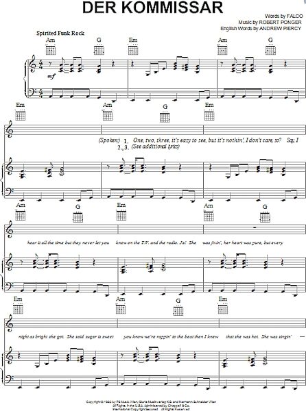 open zoom image for Der Kommissar - Piano/Vocal/Guitar, New, Main