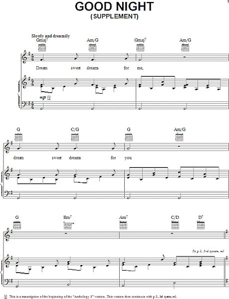 open zoom image for Good Night - Piano/Vocal/Guitar, New, Main