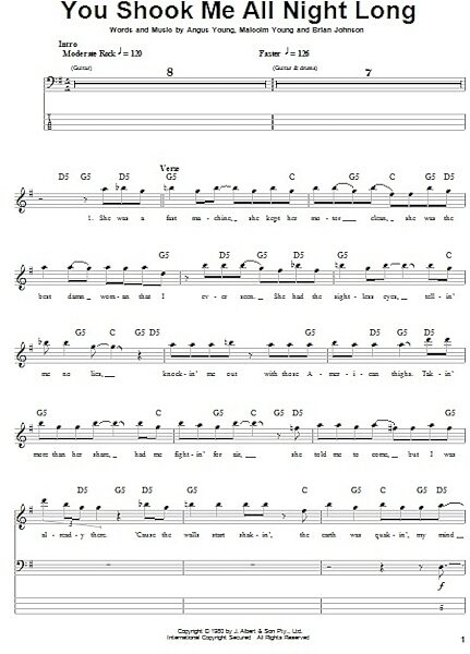 open zoom image for You Shook Me All Night Long - Bass Tab, New, Main