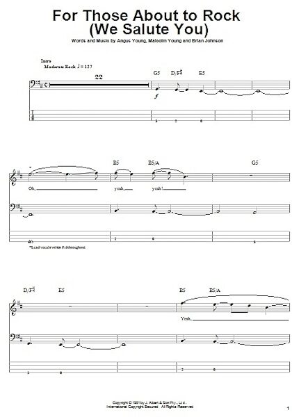 open zoom image for For Those About To Rock (We Salute You) - Bass Tab, New, Main