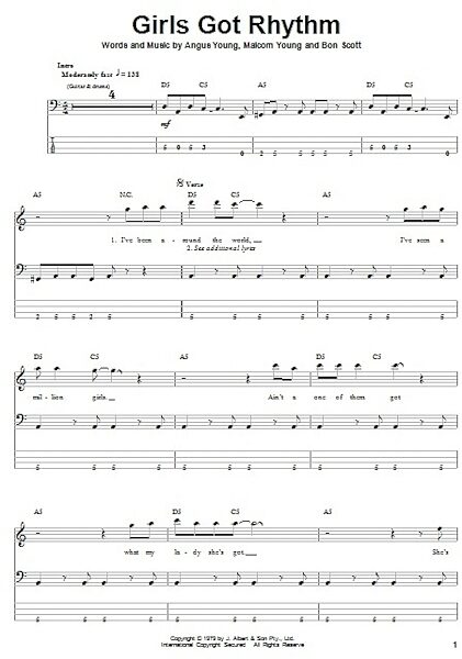 open zoom image for Girls Got Rhythm - Bass Tab, New, Main