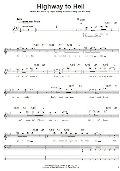 open zoom image for Highway To Hell - Bass Tab, New, Main
