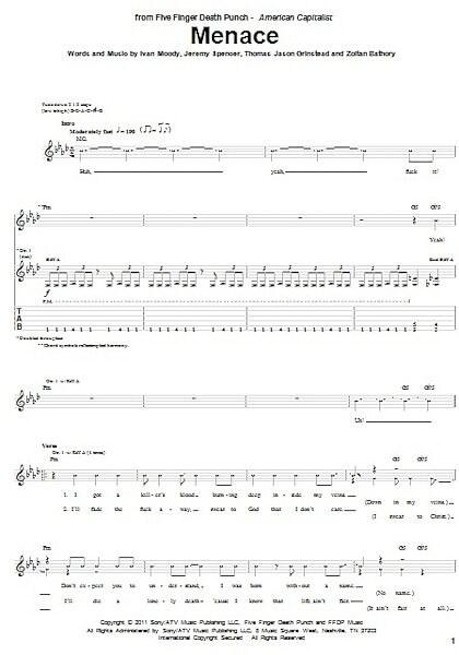 open zoom image for Menace - Guitar TAB, New, Main