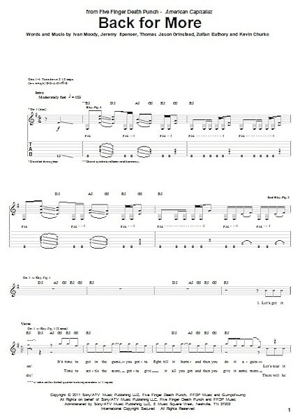 open zoom image for Back For More - Guitar TAB, New, Main