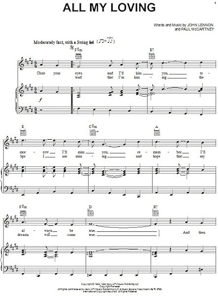 open zoom image for All My Loving - Piano/Vocal/Guitar, New, Main
