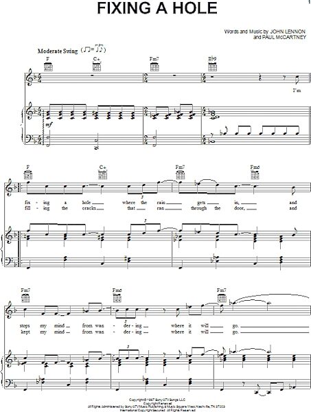 open zoom image for Fixing A Hole - Piano/Vocal/Guitar, New, Main