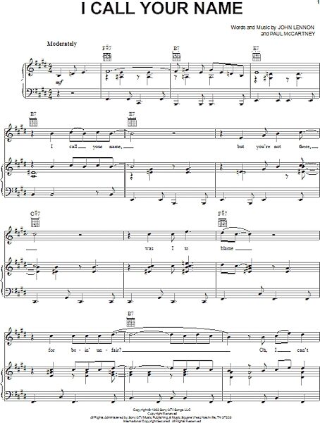 open zoom image for I Call Your Name - Piano/Vocal/Guitar, New, Main