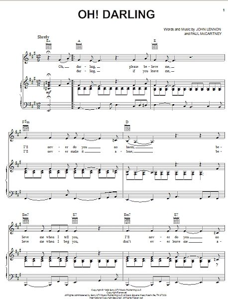 open zoom image for Oh! Darling - Piano/Vocal/Guitar, New, Main