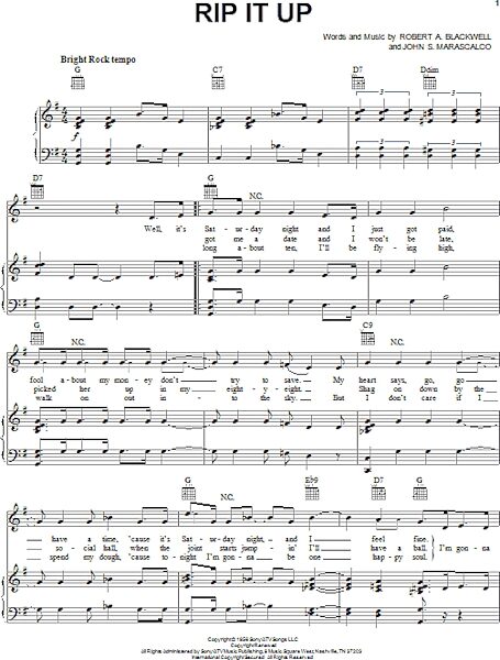 open zoom image for Rip It Up - Piano/Vocal/Guitar, New, Main